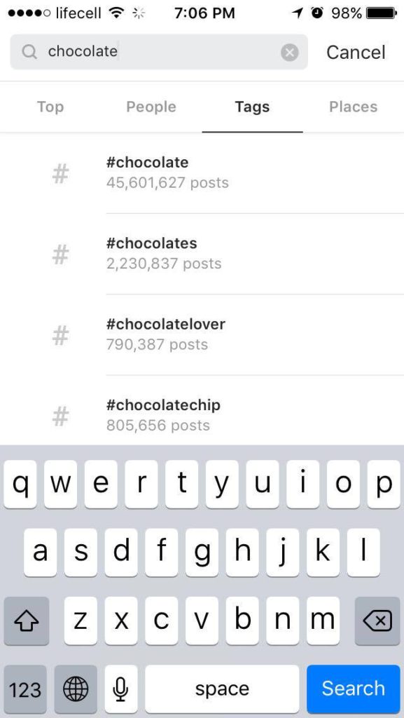 chocolate hashtag instagram suggestions
