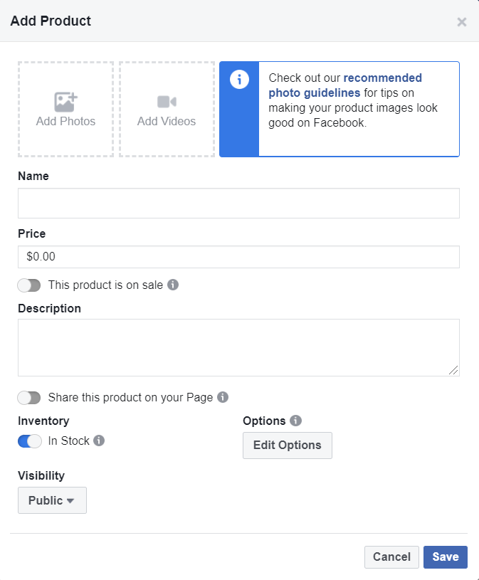 how to add products to your Facebook shop